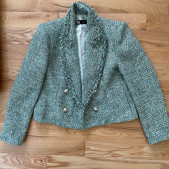 Zara tweed crop blazer jacket - Picture 1 of 2